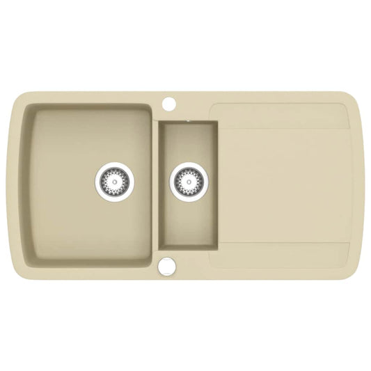 144854 vidaXL Granite Kitchen Sink Double Basins Beige