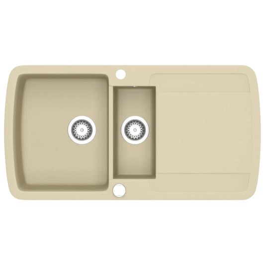 vidaXL Granite Kitchen Sink Double Basins Beige