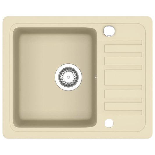 vidaXL Granite Kitchen Sink Single Basin Beige