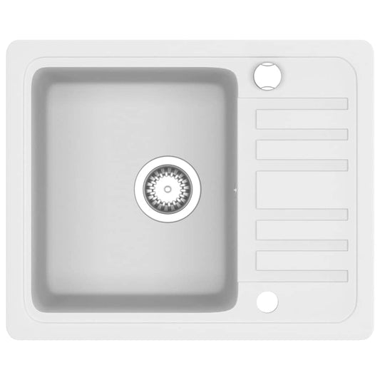 144861 vidaXL Granite Kitchen Sink Single Basin White