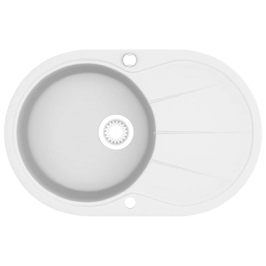 144867 vidaXL Granite Kitchen Sink Single Basin Oval White