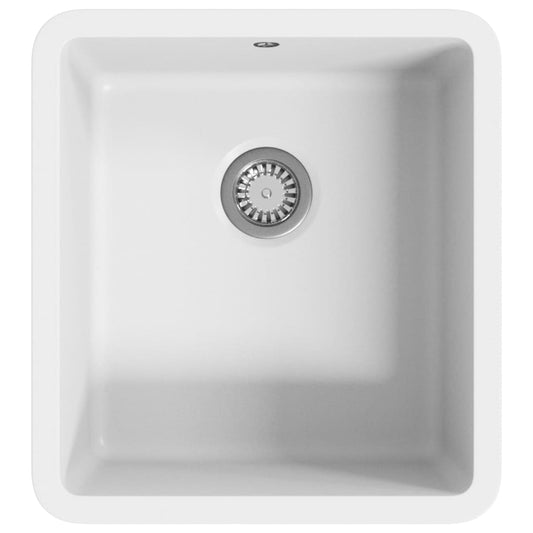 144869 vidaXL Granite Kitchen Sink Single Basin White