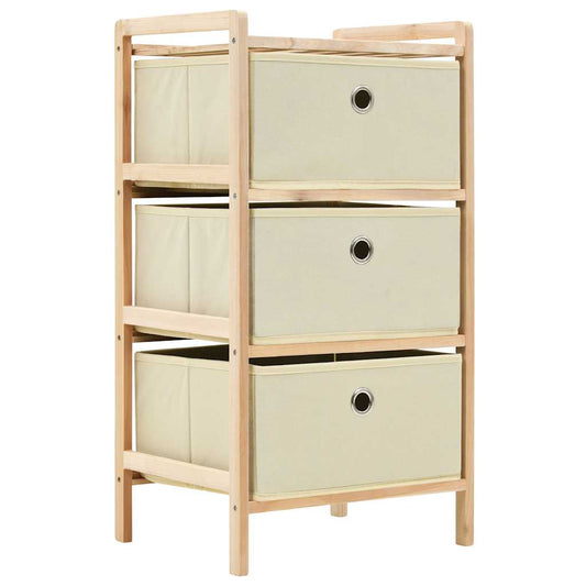 vidaXL Storage Racks with 3 Fabric Baskets 2 pcs Beige Cedar Wood