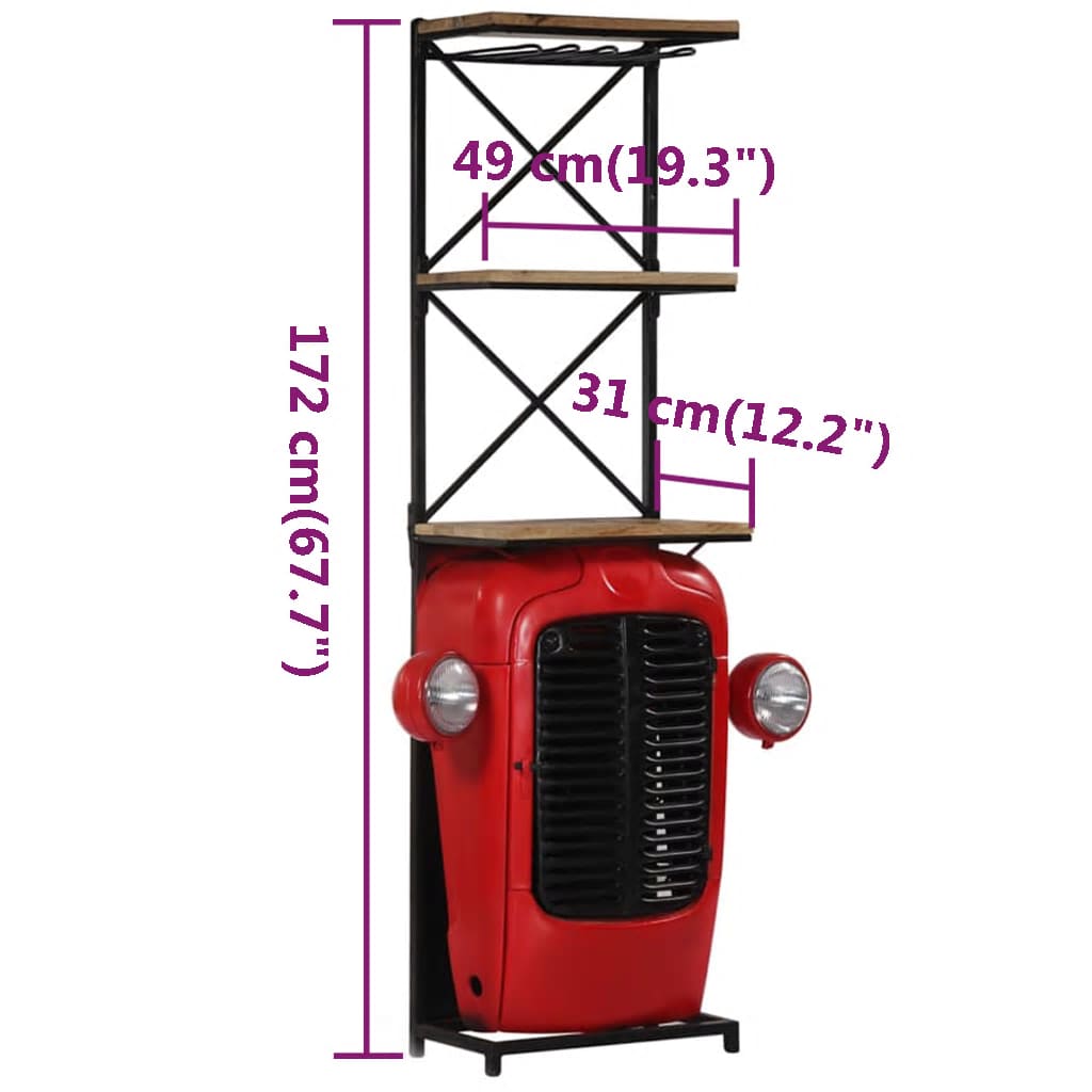 vidaXL Tractor Wine Cabinet 49x31x172 cm Solid Mango Wood