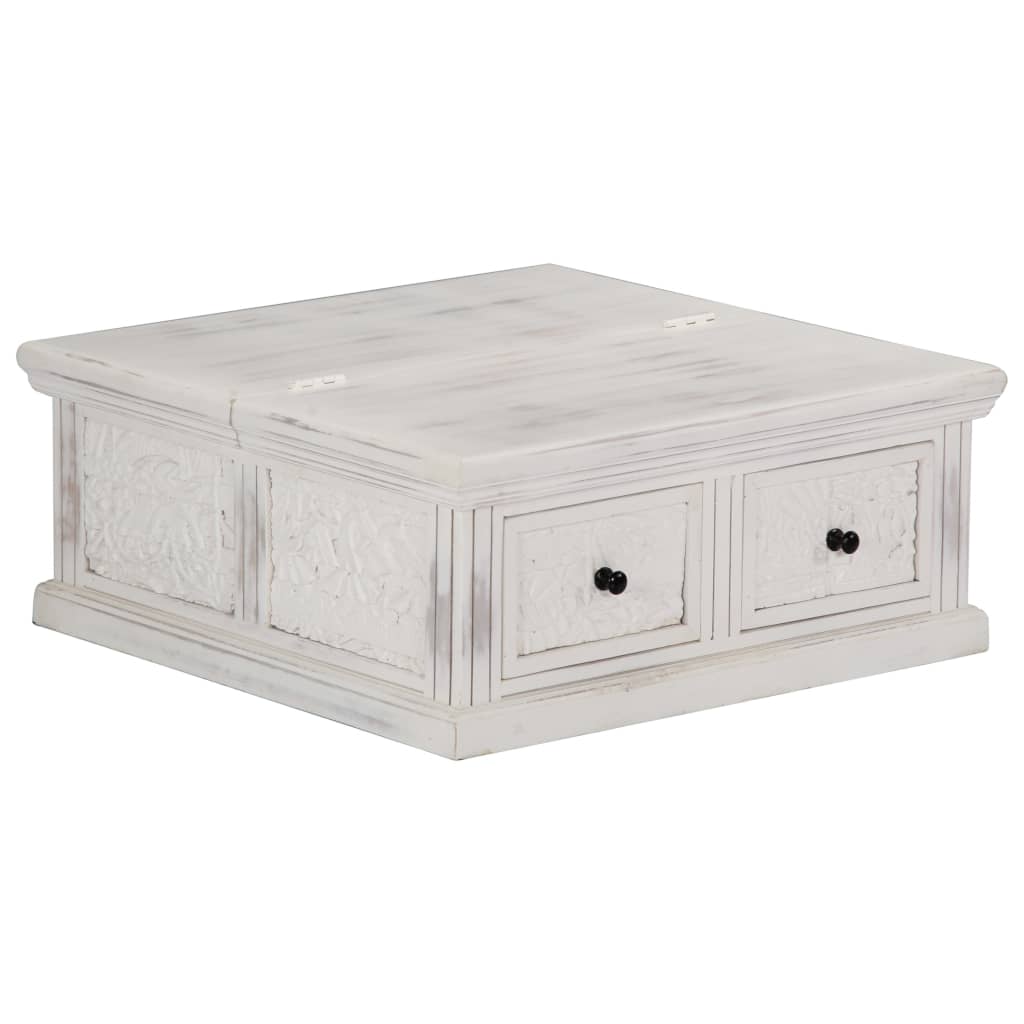 vidaXL Coffee Table White 70x70x30 cm Solid Mango Wood