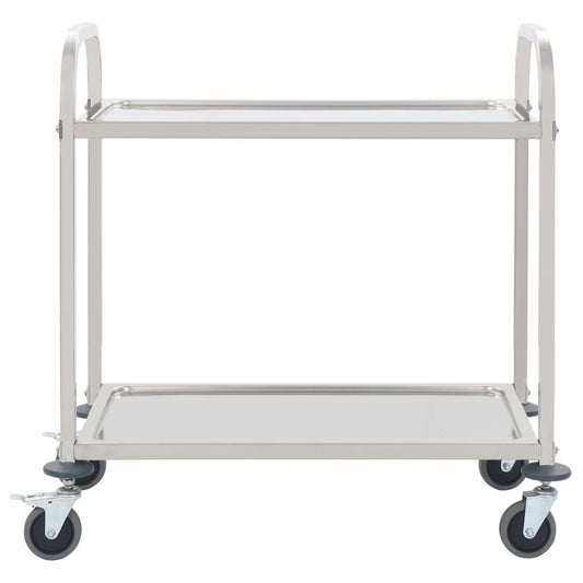 50913 vidaXL 2-Tier Kitchen Trolley 95x45x83,5 cm Stainless Steel