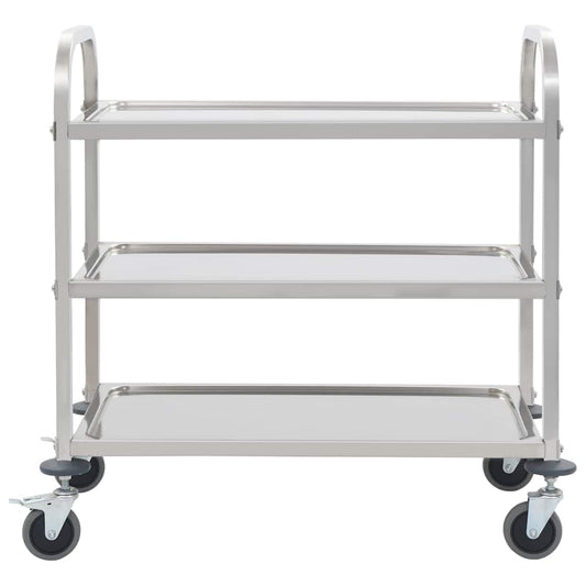 50915 vidaXL 3-Tier Kitchen Trolley 95x45x83,5 cm Stainless Steel