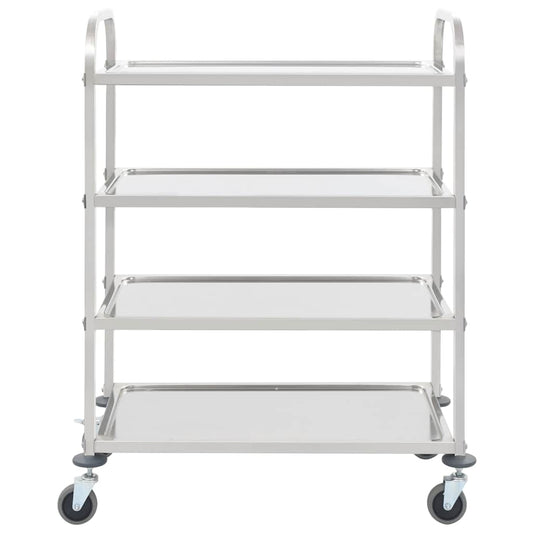 50916 vidaXL 4-Tier Kitchen Trolley 107x55x125 cm Stainless Steel