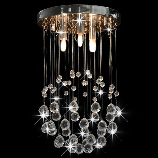 281575 vidaXL Ceiling Lamp with Crystal Beads Silver Sphere 3 x G9 Bulbs