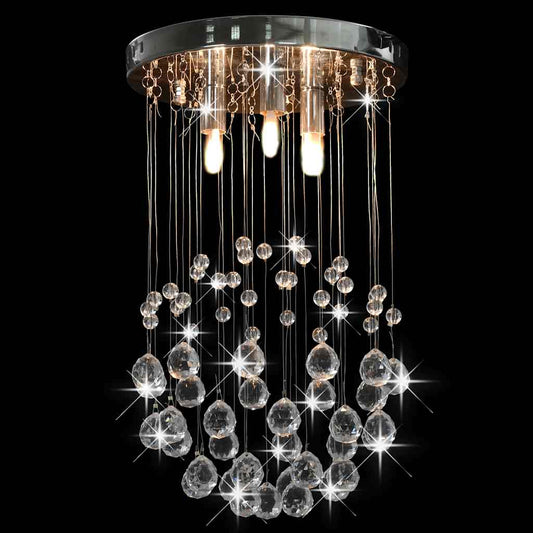 281575 vidaXL Ceiling Lamp with Crystal Beads Silver Sphere 3 x G9 Bulbs