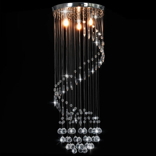 vidaXL Ceiling Lamp with Crystal Beads Silver Spiral G9