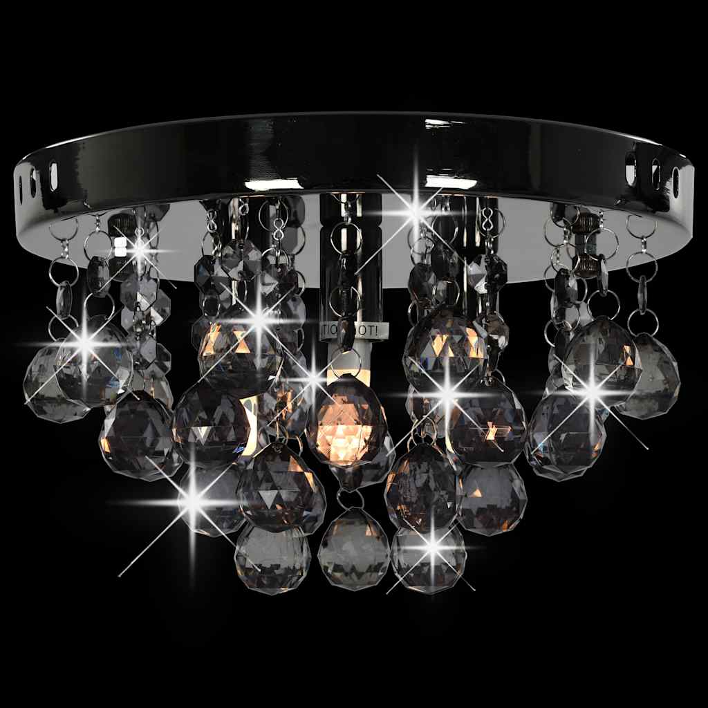281581 vidaXL Ceiling Lamp with Smoky Beads Black Round G9