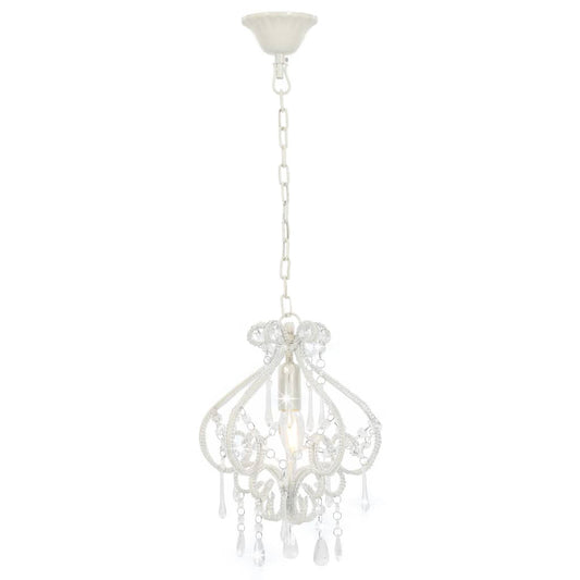 vidaXL Ceiling Lamp with Beads White Round E14