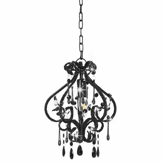 281594 vidaXL Ceiling Lamp with Beads Black Round E14