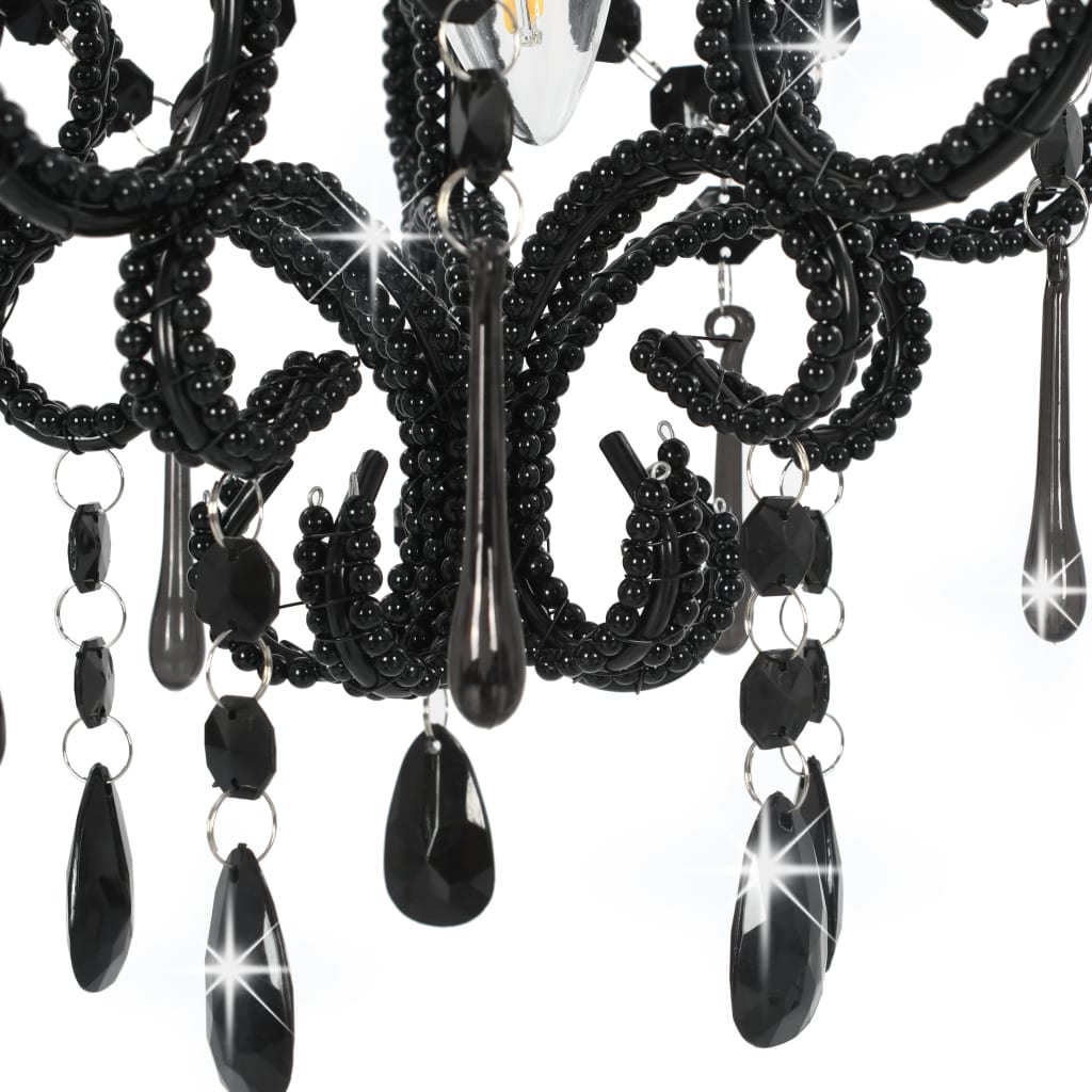281594 vidaXL Ceiling Lamp with Beads Black Round E14