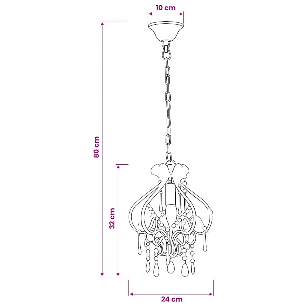 281595 vidaXL Ceiling Lamp with Beads Pink Round E14