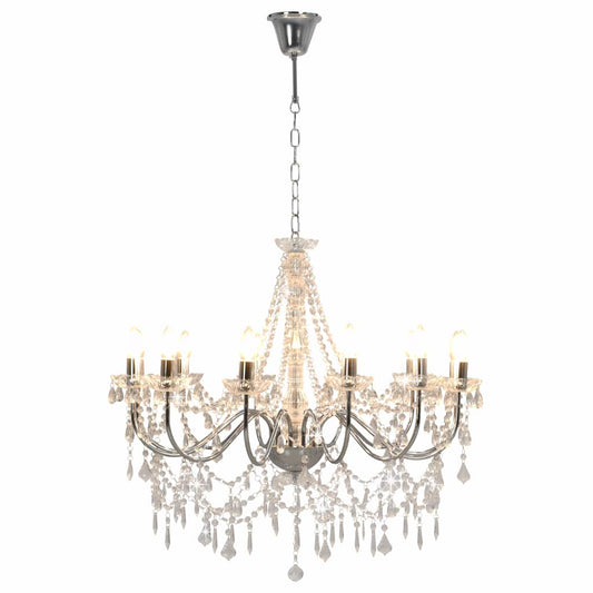 vidaXL Chandelier | Silver and Transparent | Metal and Acrylic | Large