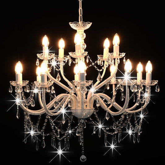 281612 vidaXL Chandelier 2-layer White 15 x E14 Bulbs