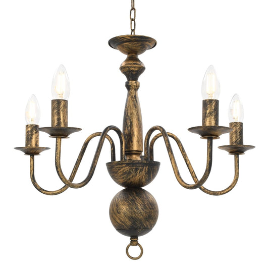 vidaXL Chandelier Antique Black 5 x E14 Bulbs
