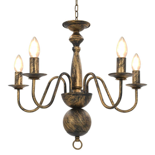281615 vidaXL Chandelier Antique Black 5 x E14 Bulbs