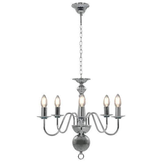 281616 vidaXL Chandelier Silver 5 x E14 Bulbs