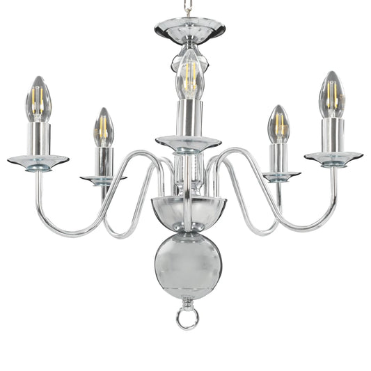 vidaXL Chandelier Silver 5 x E14 Bulbs