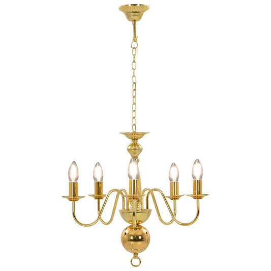 281617 vidaXL Chandelier Golden 5 x E14 Bulbs