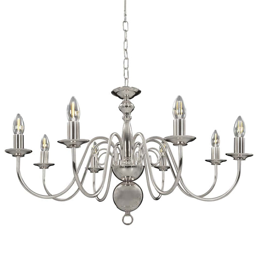 281618 vidaXL Chandelier Silver 8 x E14 Bulbs
