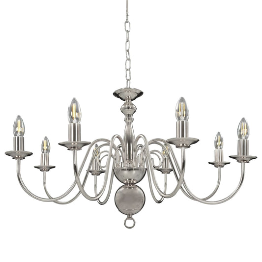281618 vidaXL Chandelier Silver 8 x E14 Bulbs