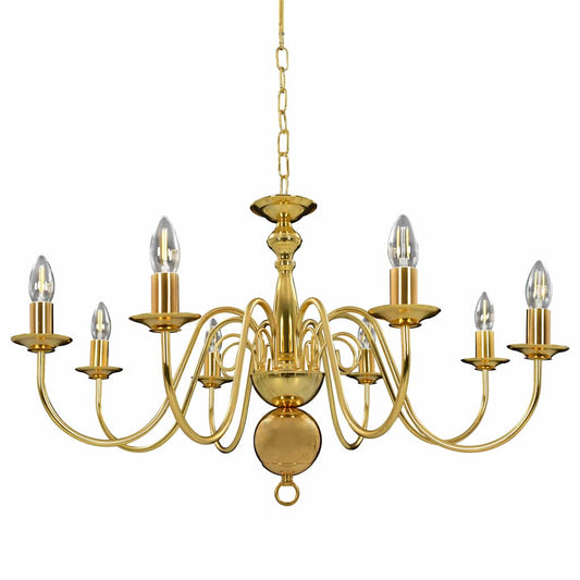 281619 vidaXL Chandelier Golden 8 x E14 Bulbs