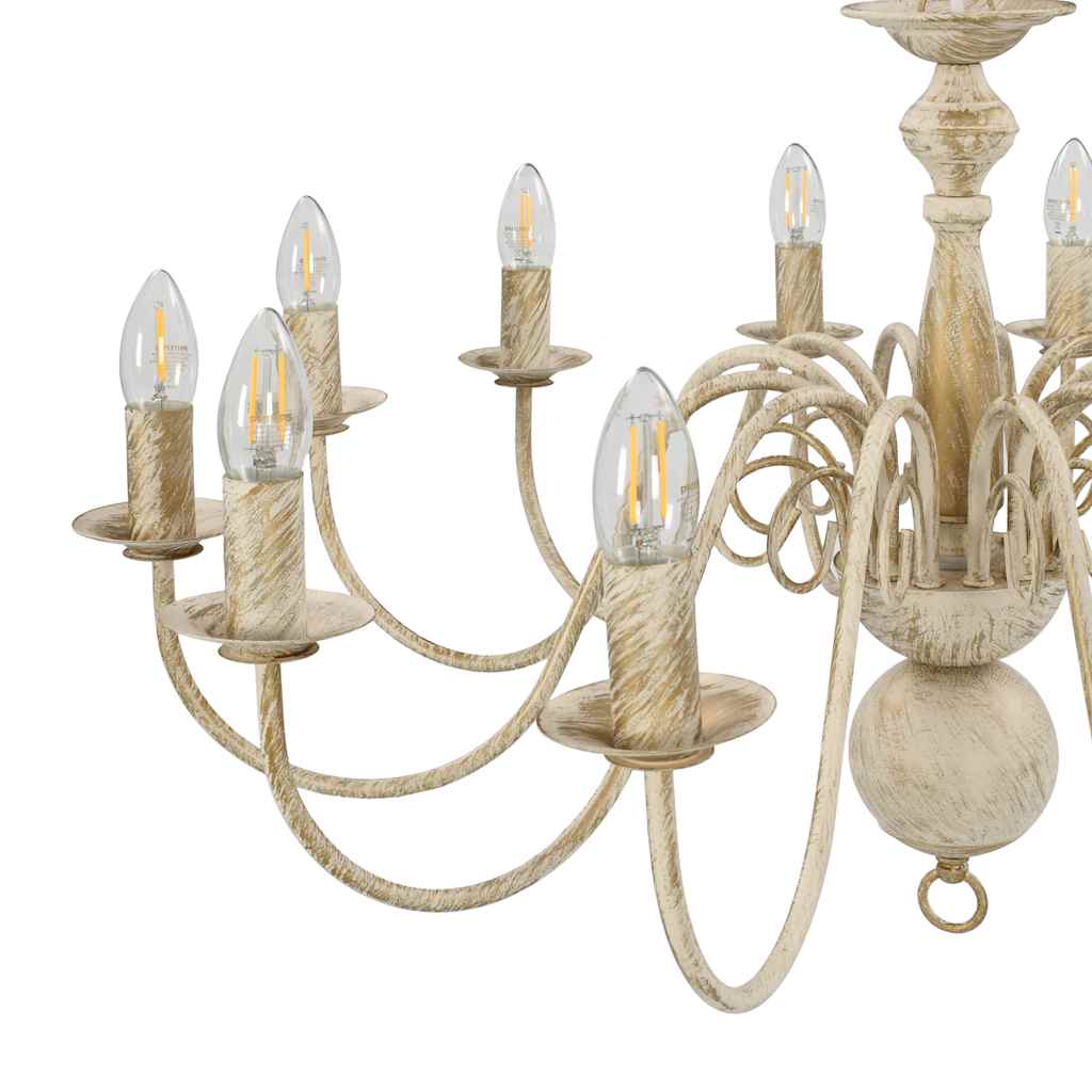 281620 vidaXL Chandelier Antique White 12 x E14 Bulbs
