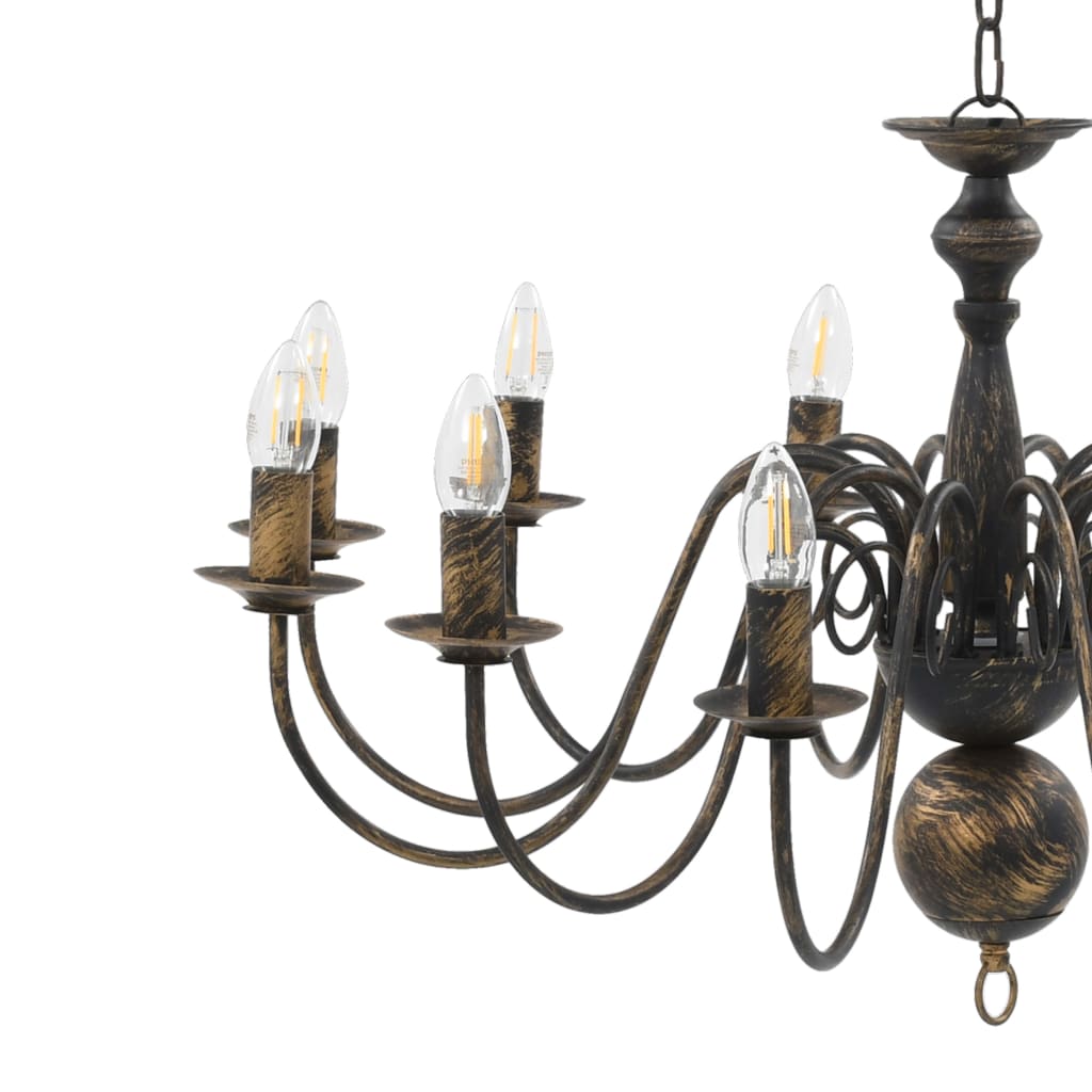 vidaXL Chandelier Antique Black 12 x E14 Bulbs