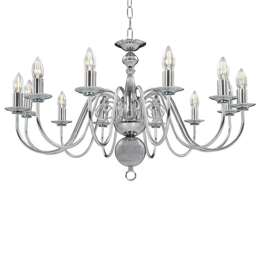 281622 vidaXL Chandelier Silver 12 x E14 Bulbs