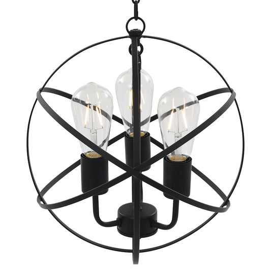 281626 vidaXL Hanging Lamp Black Sphere 3 x E27 Bulbs