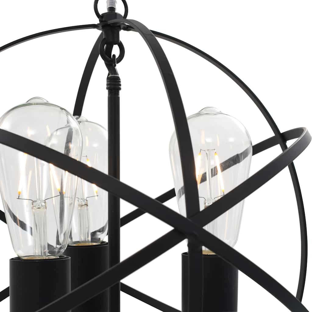 281626 vidaXL Hanging Lamp Black Sphere 3 x E27 Bulbs