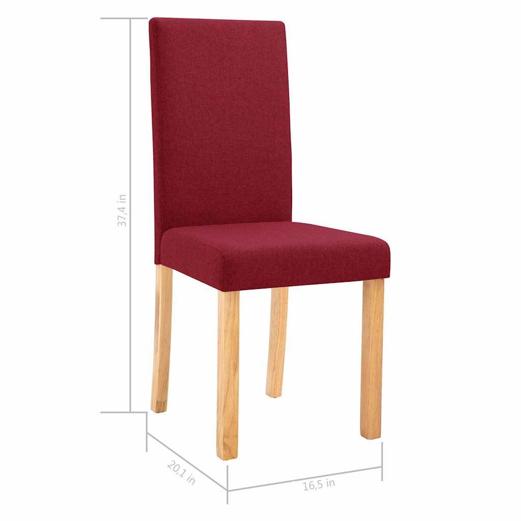 vidaXL Dining Chairs 4 pcs Wine Red Fabric