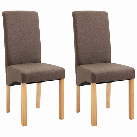 vidaXL Dining Chairs 2 pcs Brown Fabric