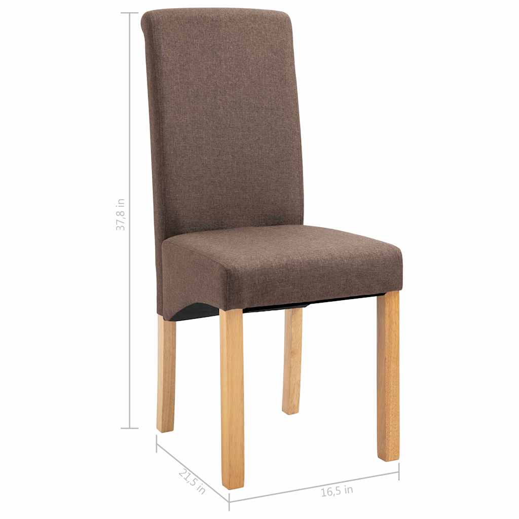 vidaXL Dining Chairs 2 pcs Brown Fabric