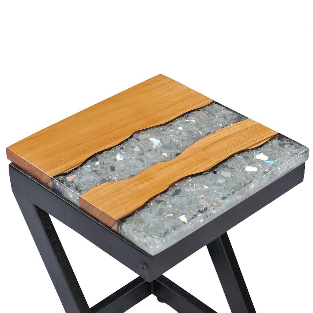281649 vidaXL Coffee Table 30x30x50 cm Solid Teak Wood and Polyresin