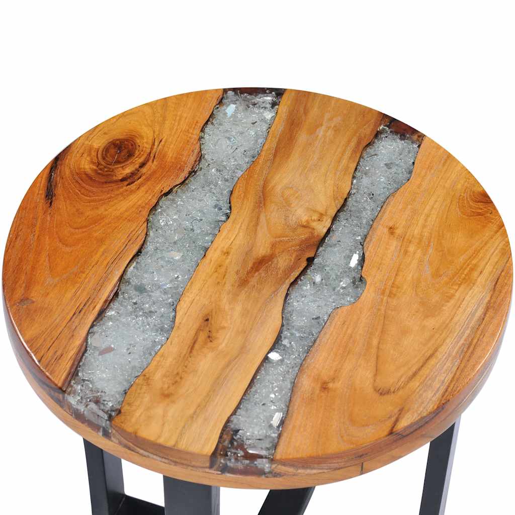 281652 vidaXL Coffee Table 40x45 cm Solid Teak Wood and Polyresin