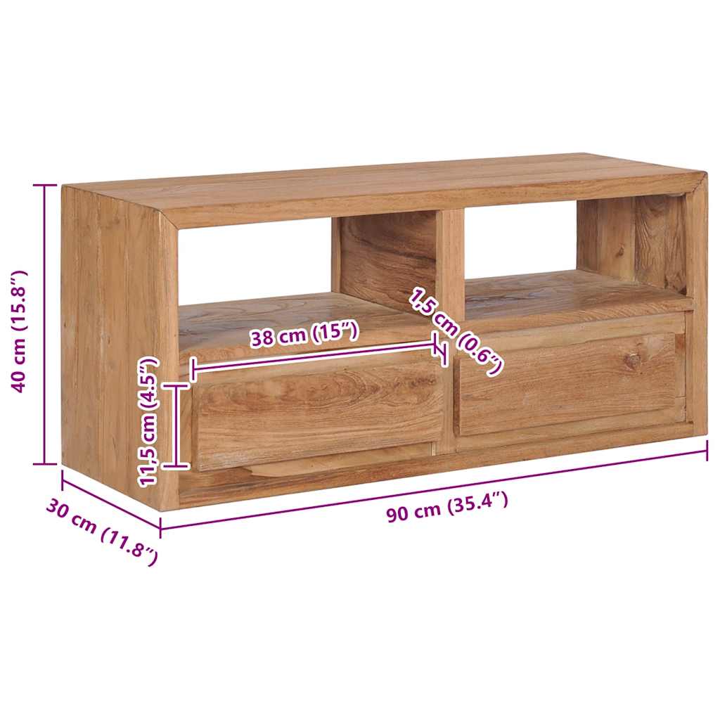 vidaXL TV Cabinet | Natural Wood Colour | Solid Teak Wood | Medium