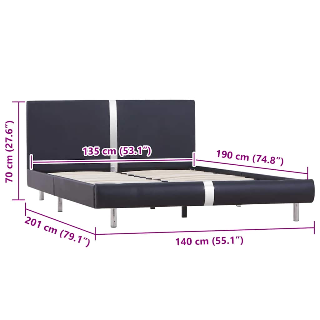 vidaXL Bed Frame | Black | Powder-coated iron | Double | Durable | Bed Frame