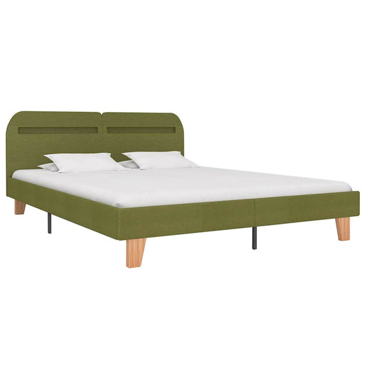 vidaXL Bed Frame with LED without Mattress Green Fabric 150x200 cm
