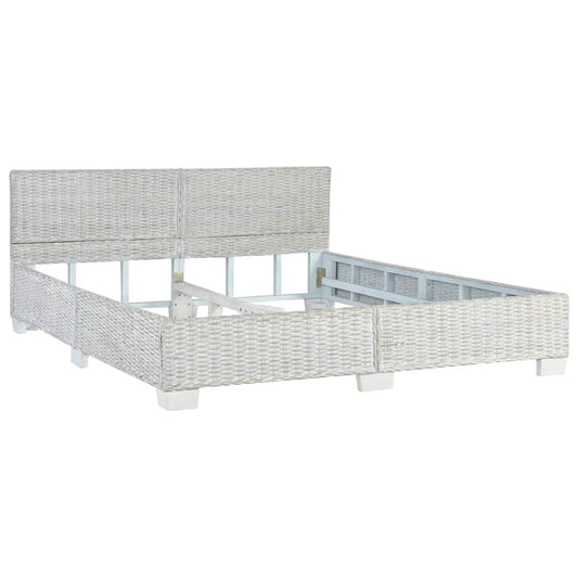 vidaXL Bed Frame without Mattress Grey Natural Rattan 160x200 cm
