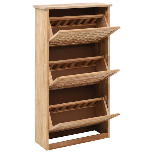 247600 vidaXL Shoe Storage Cabinet 55x20x104 cm Solid Walnut Wood