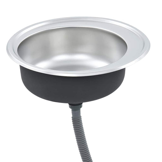 145071 vidaXL Kitchen Sink with Strainer and Trap Stainless Steel