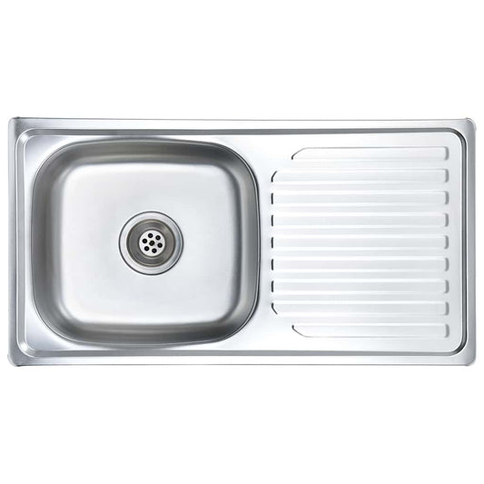 145073 vidaXL Kitchen Sink with Strainer and Trap Stainless Steel