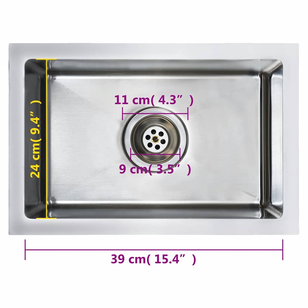 vidaXL Handmade Kitchen Sink Stainless Steel