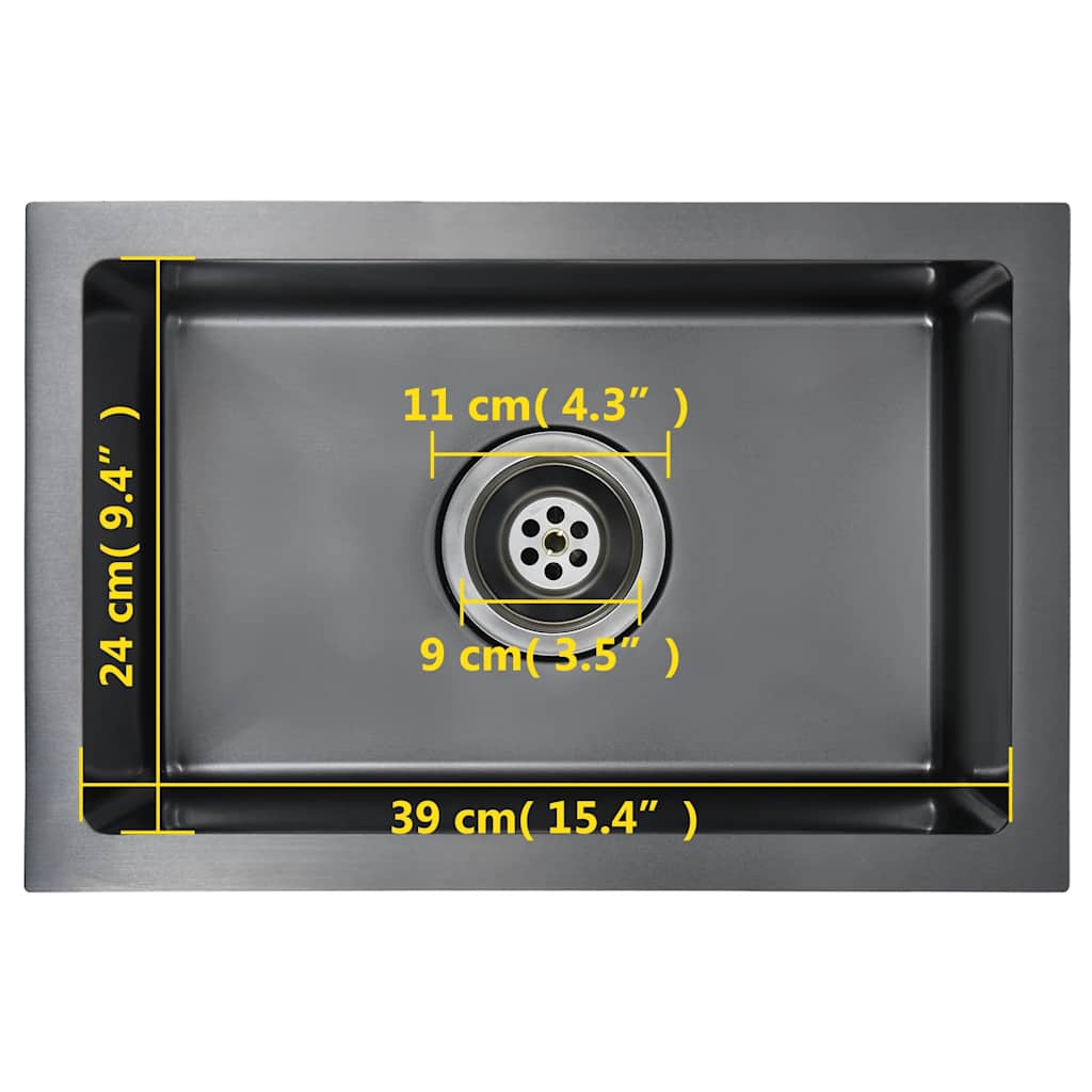 vidaXL Handmade Kitchen Sink Black Stainless Steel