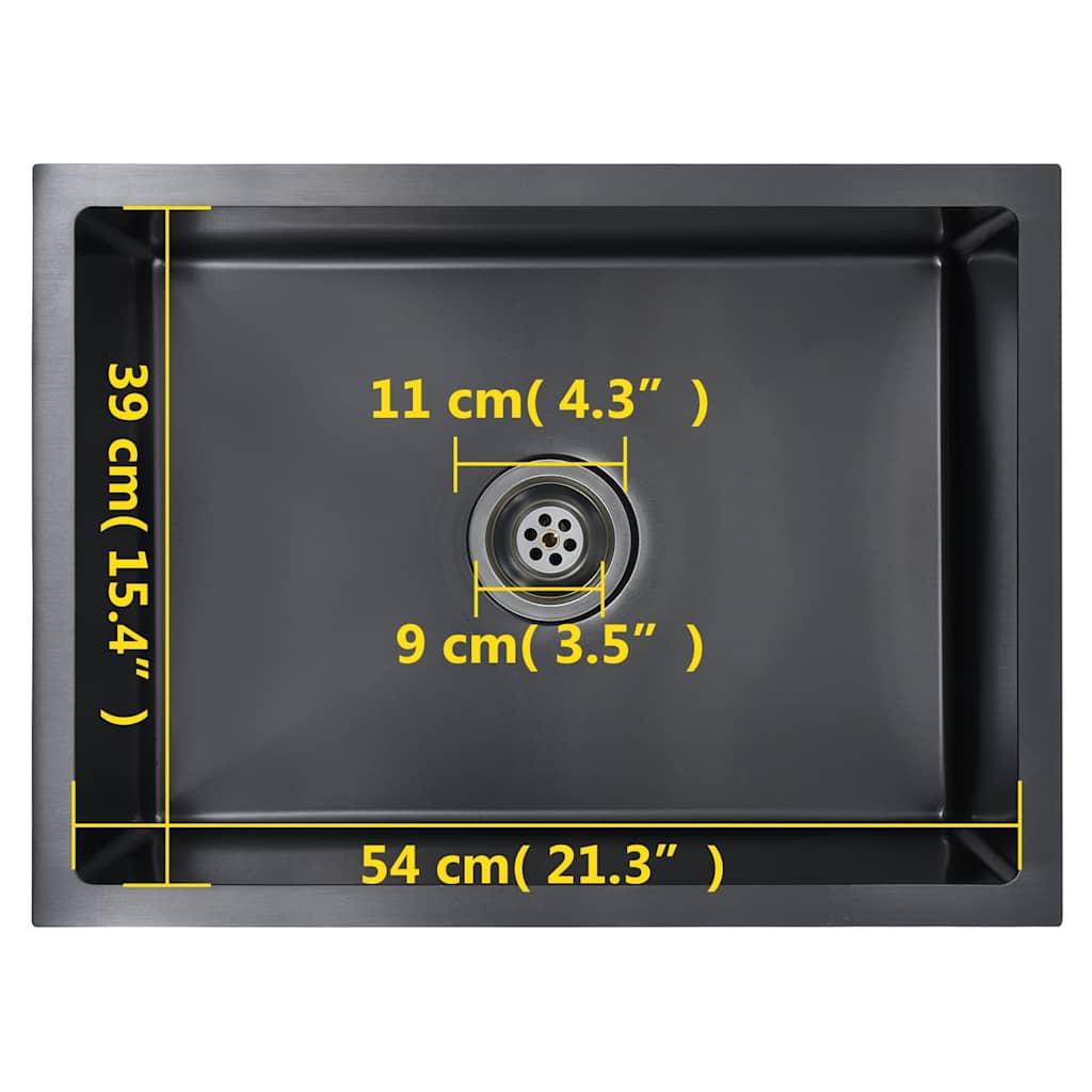 vidaXL Handmade Kitchen Sink Black Stainless Steel